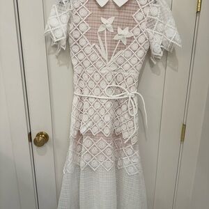 Anette White Lace Midi Dress